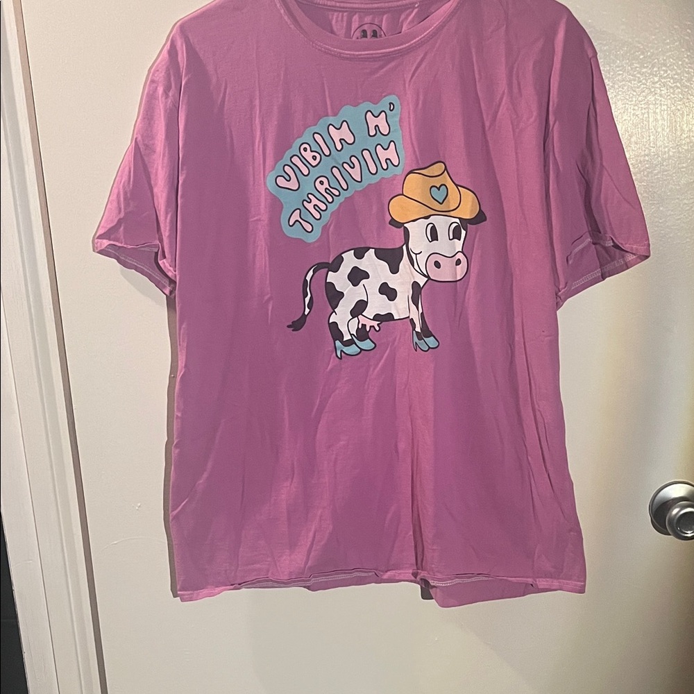 Vibrant Pink  Shirt with Cow Print